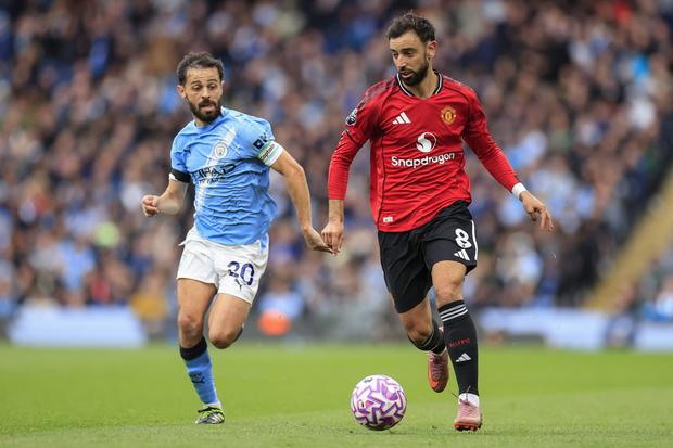 Bruno Fernandes e Bernardo Silva capitães no dérbi de Manchester
