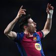 Robert Lewandowski a celebrar mais um golo pelo Barcelona na LaLiga