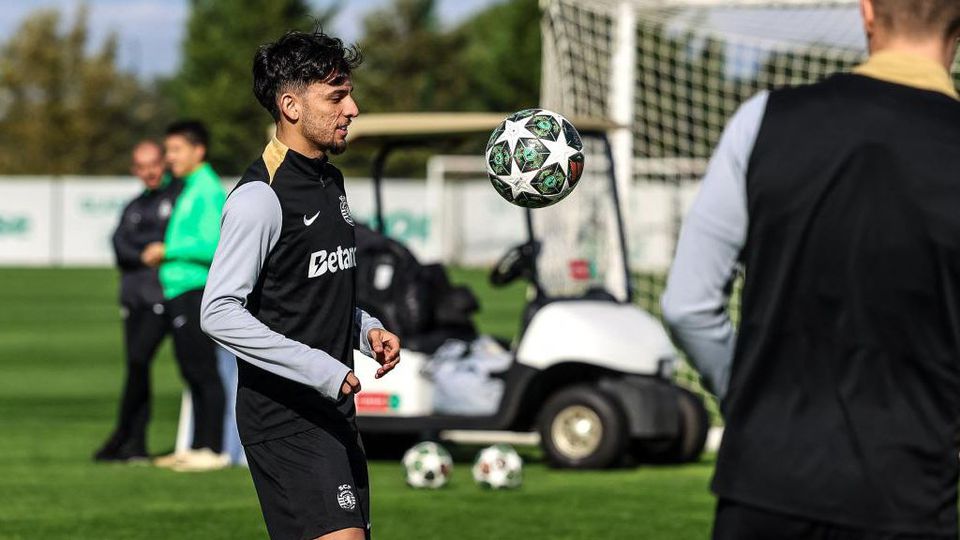 Biel, reforço de inverno do Sporting, durante o treino desta segunda-feira em Alcochete