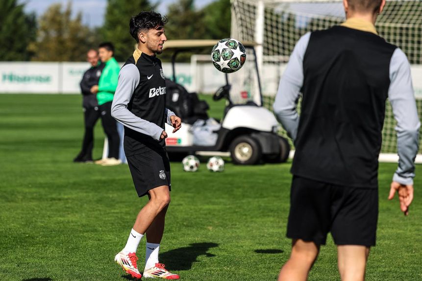 Biel, reforço de inverno do Sporting, durante o treino desta segunda-feira em Alcochete