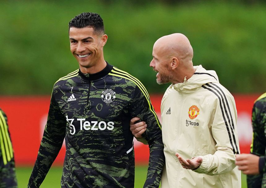 Relação entre Ronaldo e Ten Hag terminou com poucos sorrisos - Foto: IMAGO