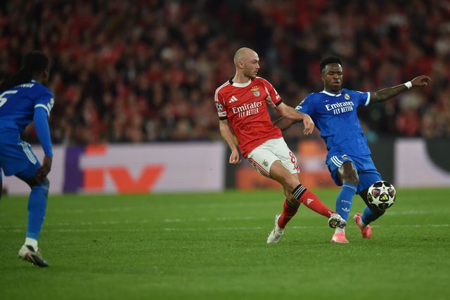 Vinícius foi figura central no Benfica-Real Madrid da 1.ª mão do play off da UEFA Champions League 2025/2026. Foto Miguel Nunes