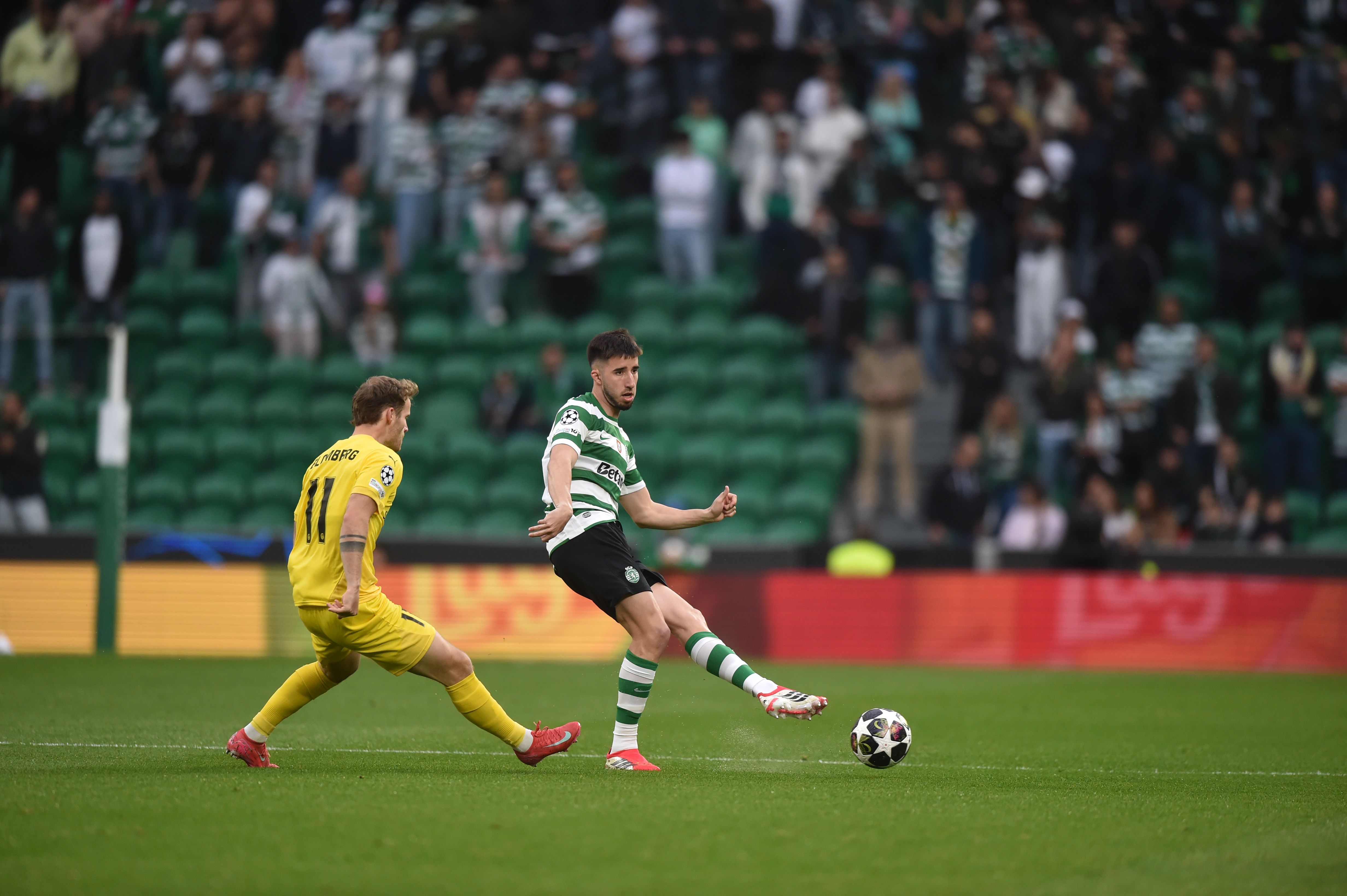 Gonçalo Inácio fez história ao tornar-se no jogador com mais jogos na Champions, na história do Sporting - Foto: Miguel Nunes