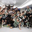A festa dos leões no balneário após garantirem presença nos quartos de final da Champions - Foto: Sporting CP