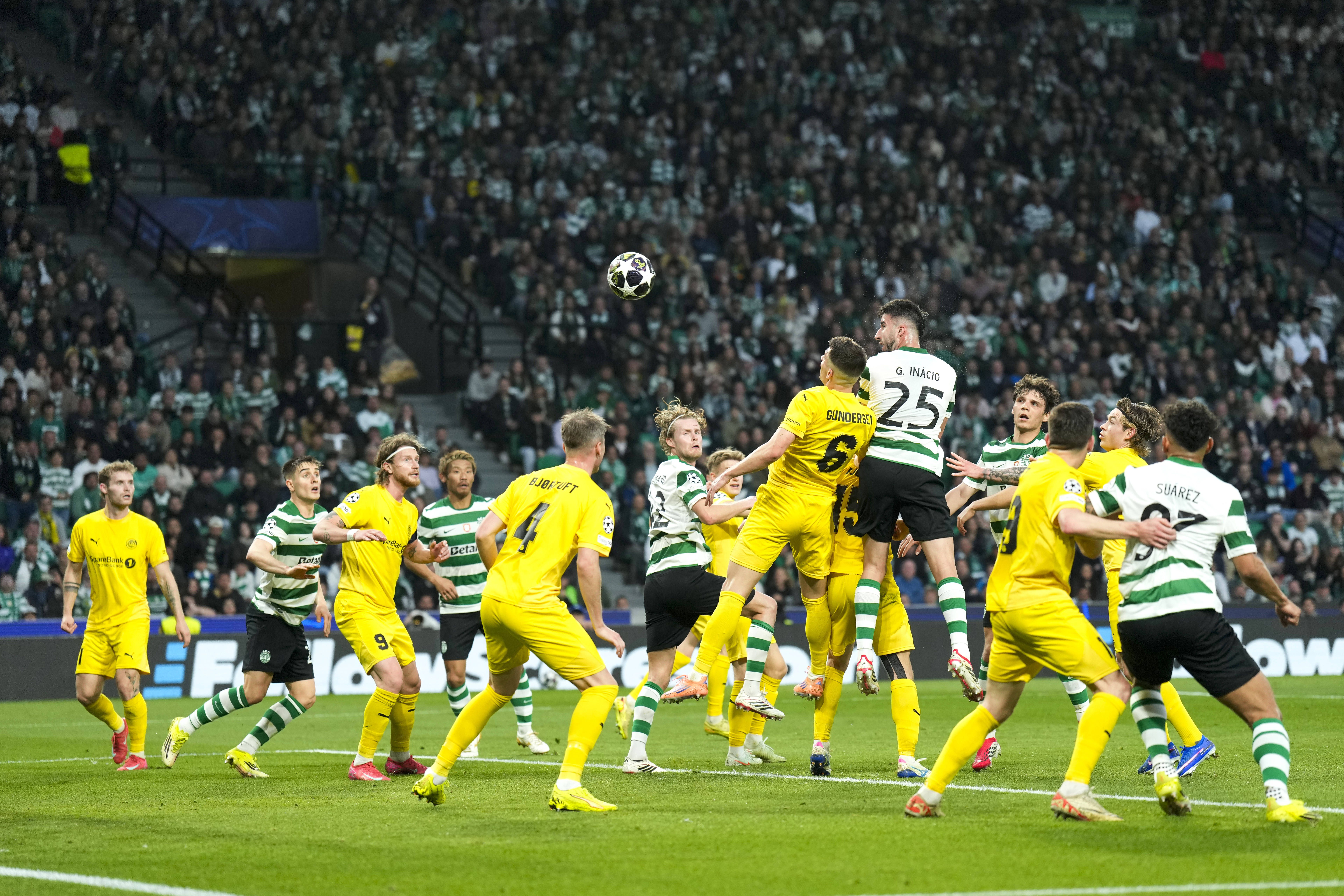 Gonçalo Inácio marcou o golo inaugural do Sporting frente ao Bodo/Glimt