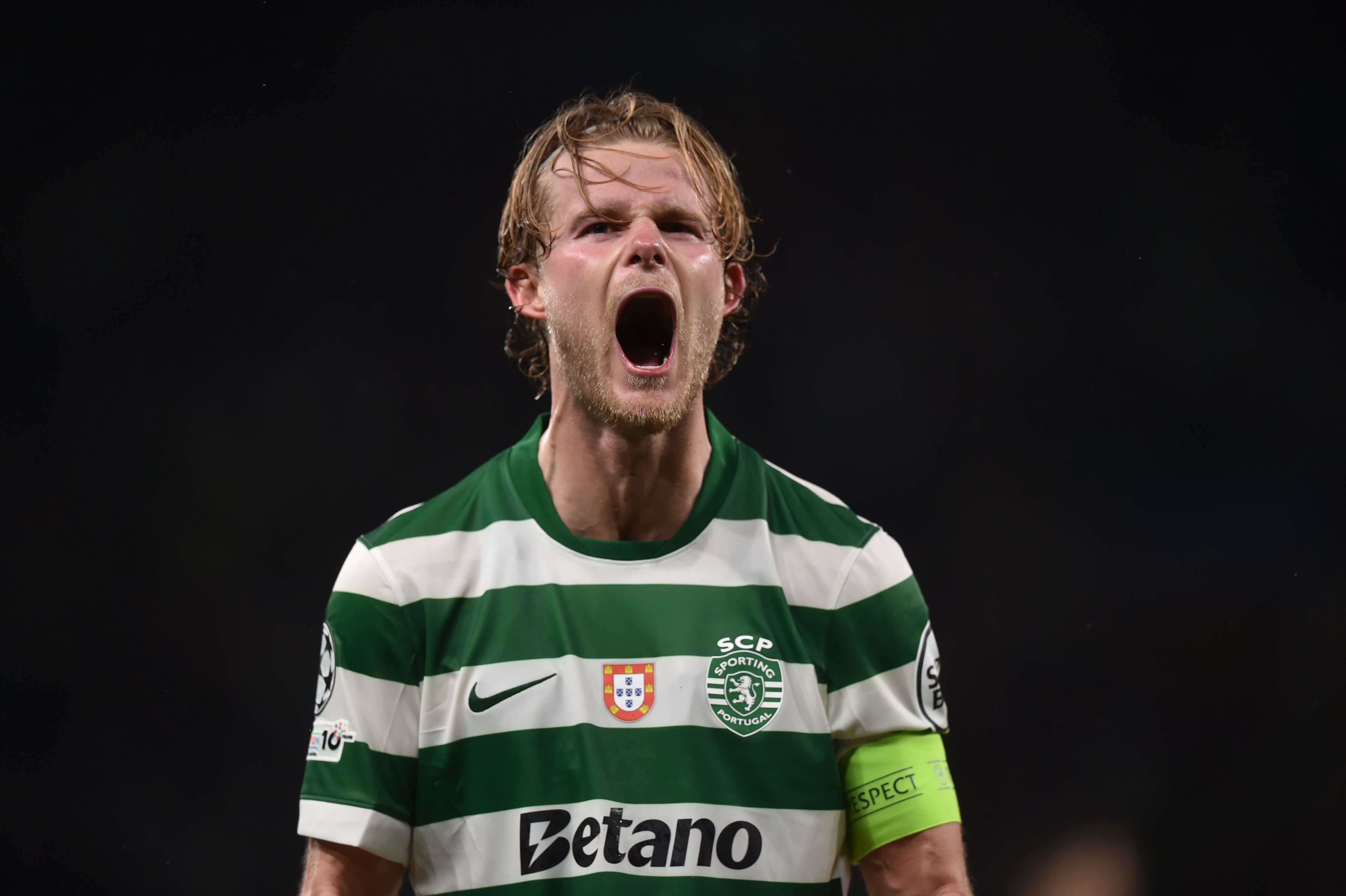 Hjulmand festeja noite histórica do Sporting com goleada ao Bodo/Glimt que valeu o apuramento para os quartos de final da Champions - Foto: Miguel Nunes