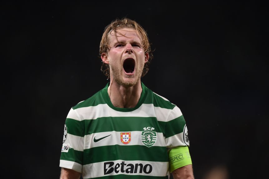 Hjulmand festeja noite histórica do Sporting com goleada ao Bodo/Glimt que valeu o apuramento para os quartos de final da Champions - Foto: Miguel Nunes