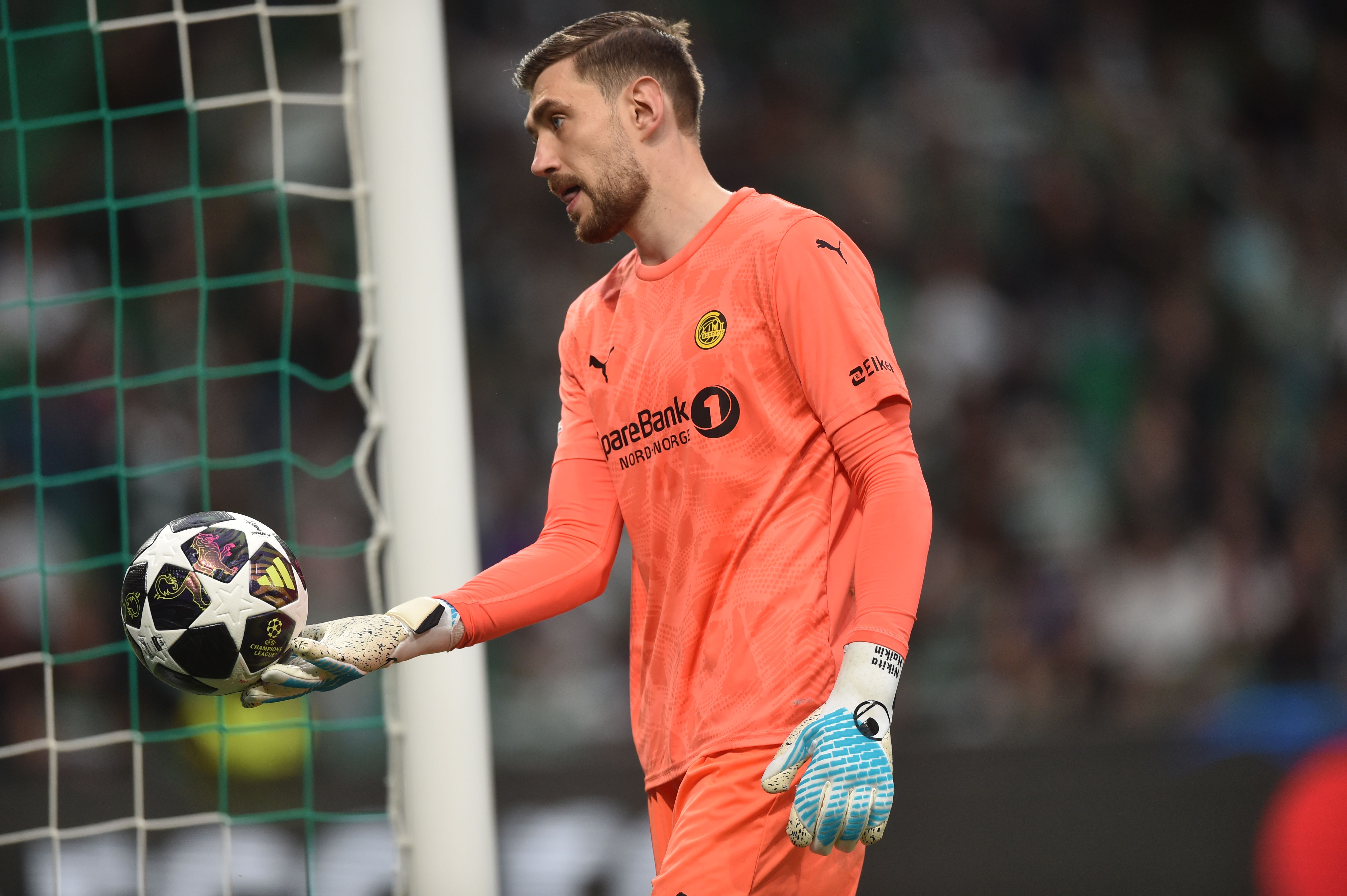 Nikita Aikin, guarda-redes do Bodo/Glimt, teve uma noite infeliz em Alvalade - Foto: Miguel Nunes