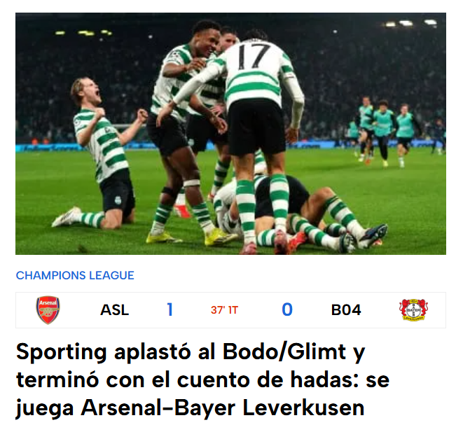 TyC Sports: Sporting eliminou o Bodo/Glimt e terminou com o conto de fadas