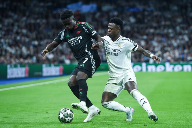 ‘Fair play’ entre Vini Jr. e Saka após o Real Madrid-Arsenal