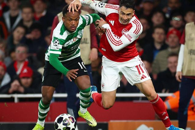 Geny Catamo foi dor de cabeça para Martinelli no jogo entre Arsenal e Sporting no Emirates