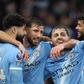 Bernardo Silva e a armada lusa do Man. City a festejar um golo com Gvardiol