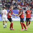 Paul Wanner e Marko Arnautovic festejam frente à Jordânia