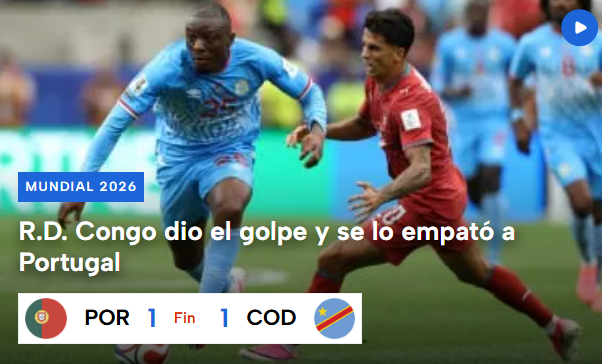TyC Sports - RC Congo deu o golpe e empatou com Portugal