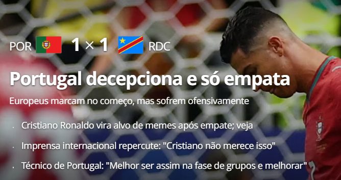 Globoesporte - Portugal dececiona e só empata