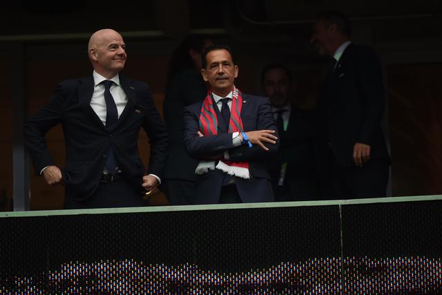 Pedro Proença assistiu ao Portugal-RD Congo ao lado do presidente da FIFA, Gianni Infantino (foto: Miguel Nunes)
