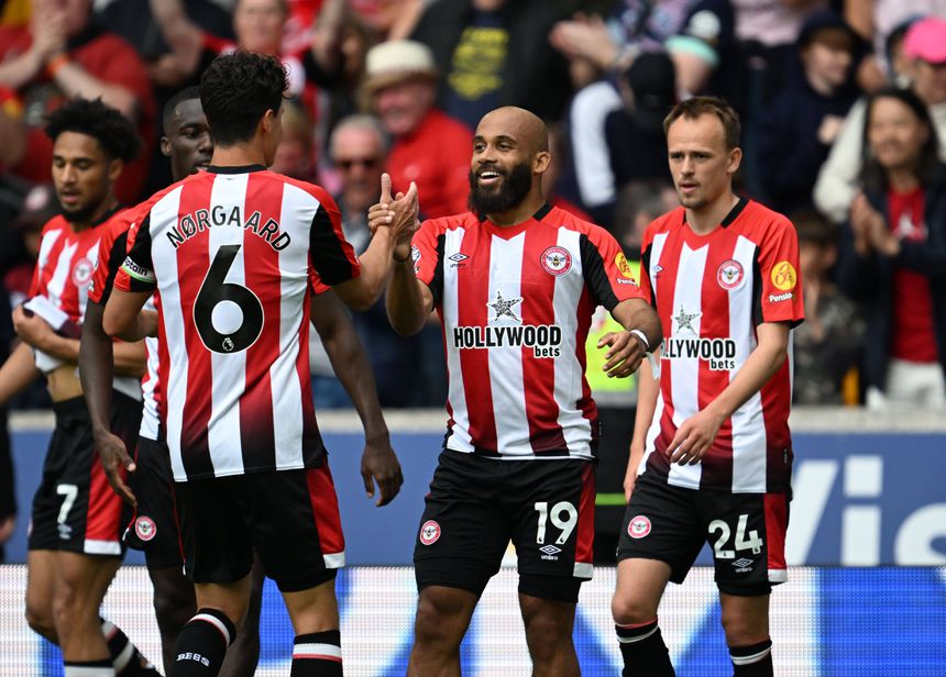 Bryan Mbeumo a celebrar um dos 20 golos pelo Brentford na Premier League, na época passada