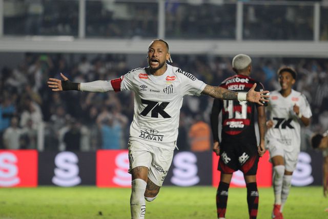 Neymar comemora frente ao Flamengo (IMAGO)