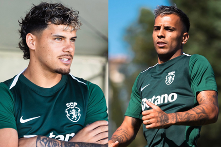 Maxi Araújo e Rodrigo Zalazar foram as grandes novidades do treino desta sexta-feira. Foto: Sporting