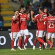Jogadores do Benfica festejam um dos golos marcados frente ao Casa Pia - Foto: Miguel Nunes