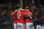 Jogadores do Benfica festejam golo - Foto: Miguel Nunes