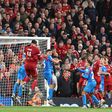 Van Dijk marcou o golo da vitória do Liverpool frente ao Atlético Madrid na compensação (FOTO IMAGO)