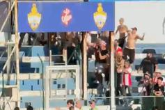 Jogadores do Leixões em confrontos com adeptos
