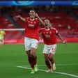 Festejos do Benfica frente ao Twente, para a Champions feminina