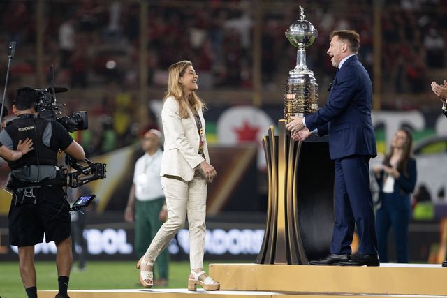Leila Pereira, presidente do Palmeiras, depois da final da Libertadores