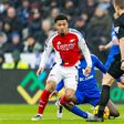Ethan Nwaneri em ação na vitória do Arsenal em casa do Leicester