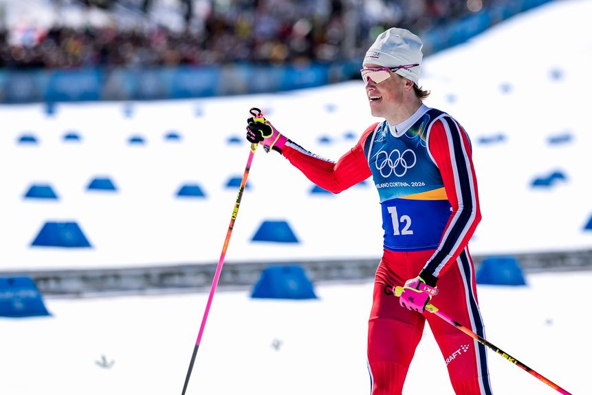 Johannes Klaebo  conquistou a 10.ª medalha de ouro da carreira, a quinta nos Jogos de Milão-Cortina. IMAGO