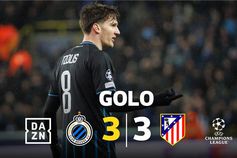 Tzolis levou os belgas ao delírio: 3-3 frente ao Atlético Madrid