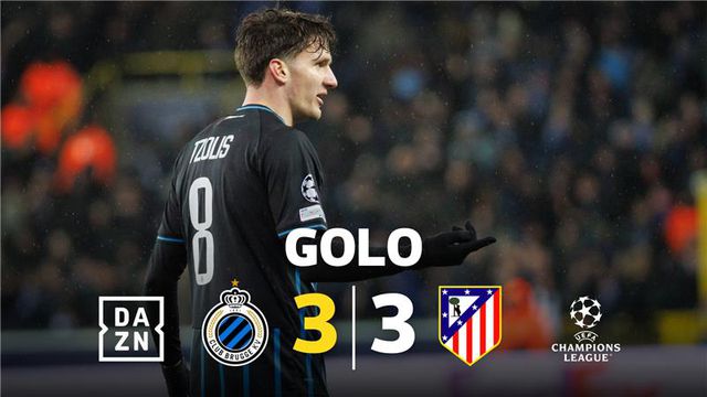 Tzolis levou os belgas ao delírio: 3-3 frente ao Atlético Madrid