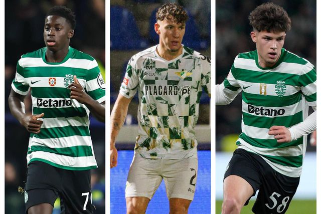 Salvador Blopa, ala de 18 anos; Diogo Travassos, lateral/extremo de 21; Flávio Gonçalves, extremo de 18 - Fotos: IMAGO