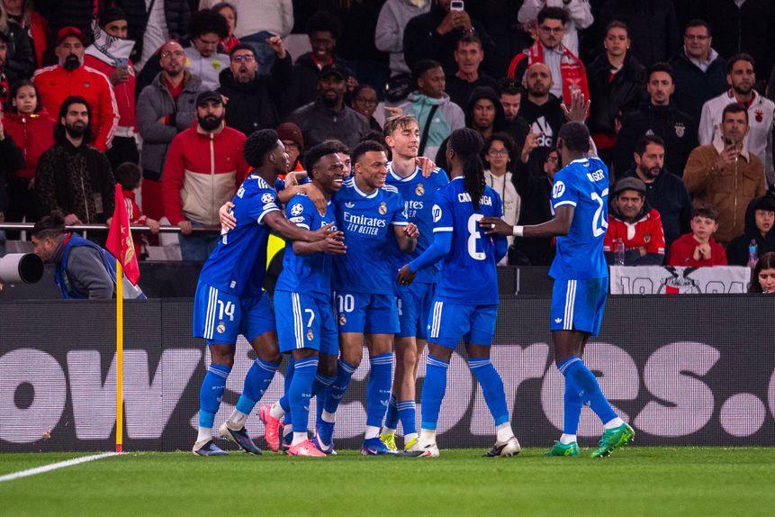 Festa dos jogadores do Real Madrid pela vitória (1-0) frente ao Benfica