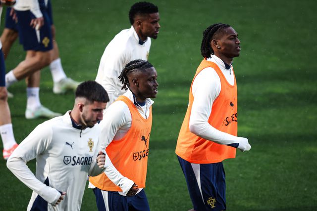 Geovany Quenda no treino da Seleção, esta segunda-feira