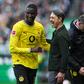 Niko Kovac, treinador do Borussia Dortmund, com a estrela de ataque, Guirassy