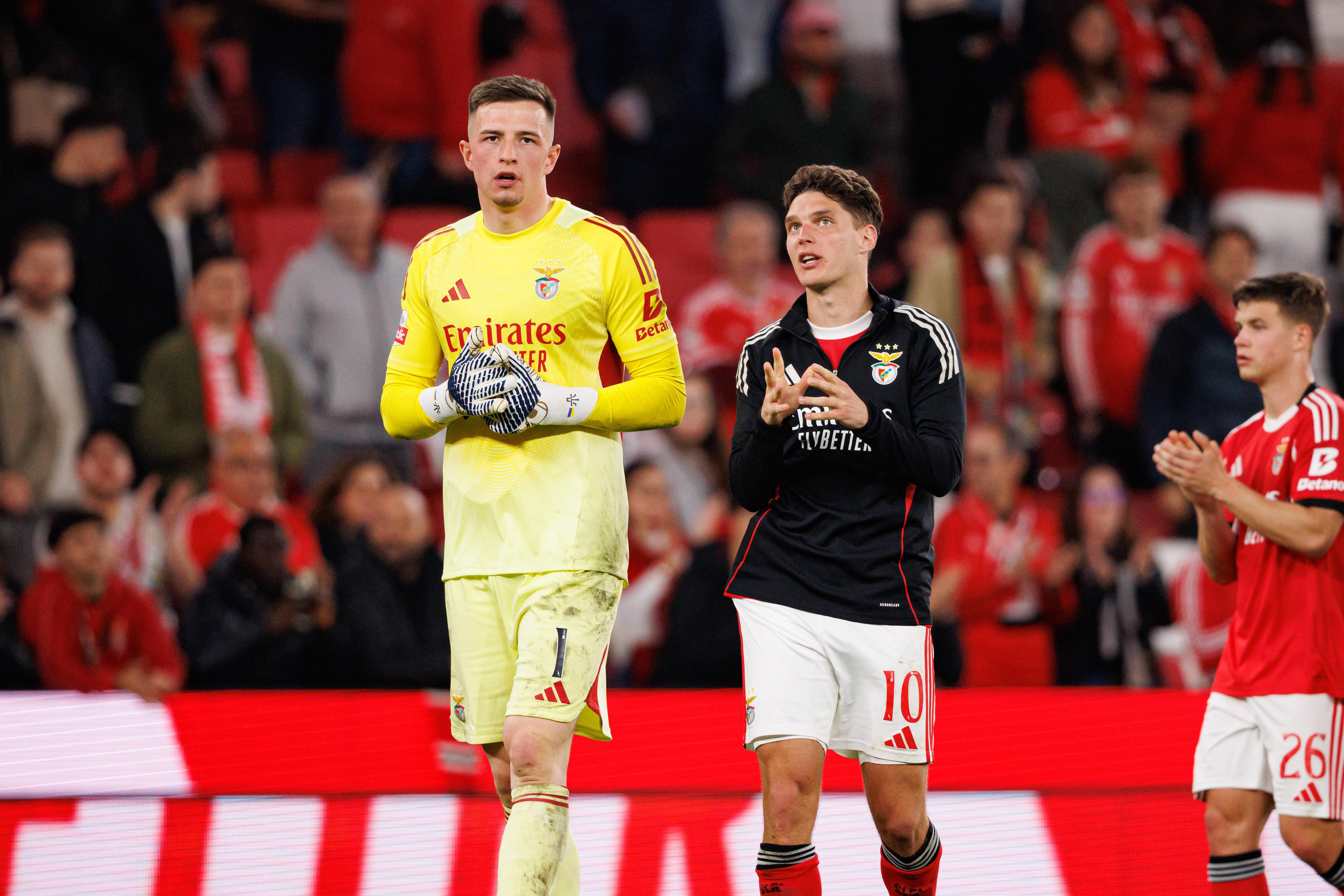 Anatoliy Trubin e Sudakov, colegas ucranianos do Benfica