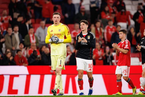 Anatoliy Trubin e Sudakov, colegas ucranianos do Benfica