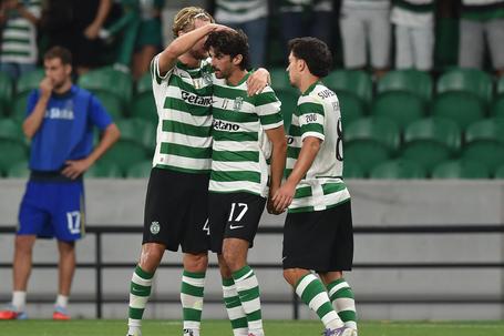 Hjulmand, Trincão e Pedro Gonçalves, três dos mais bem pagos em Alvalade - Foto: MIGUEL NUNES