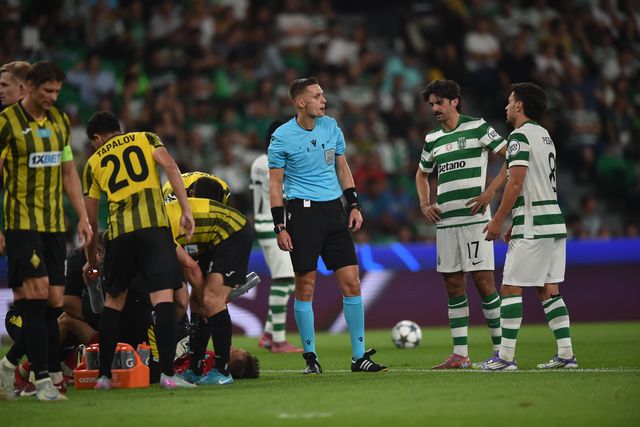 Polaco Damian Sylwestrzak foi o árbitro do Sporting-Kairat - Foto: Miguel Nunes