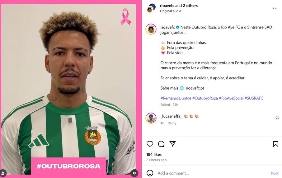 Clayton foi um dos atletas que deram voz à causa - Footo: Instagram/Rio Ave