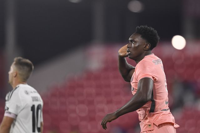 Samu celebra um dos golos marcados ao Celoricense - Foto: Catarina Morais/Kapta+