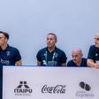 A equipa técnica da seleção nacional de hóquei em patins, liderada por Reinaldo Ventura (FPP)
