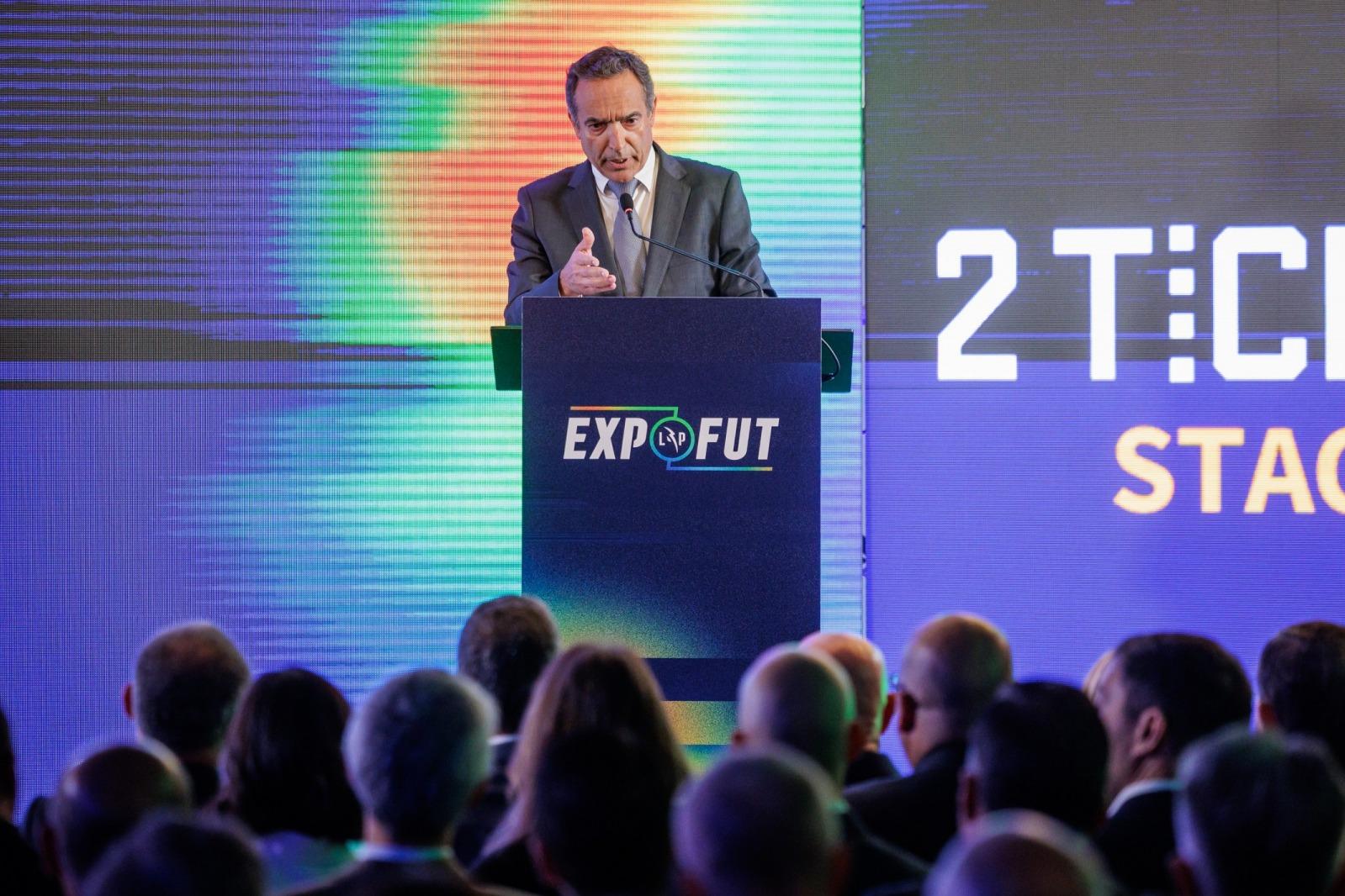 O presidente da Liga Portugal, Reinaldo Teixeira,  na Cerimónia de Abertura da primeira edição da EXPOFUT — Foto: LIGA PORTUGAL