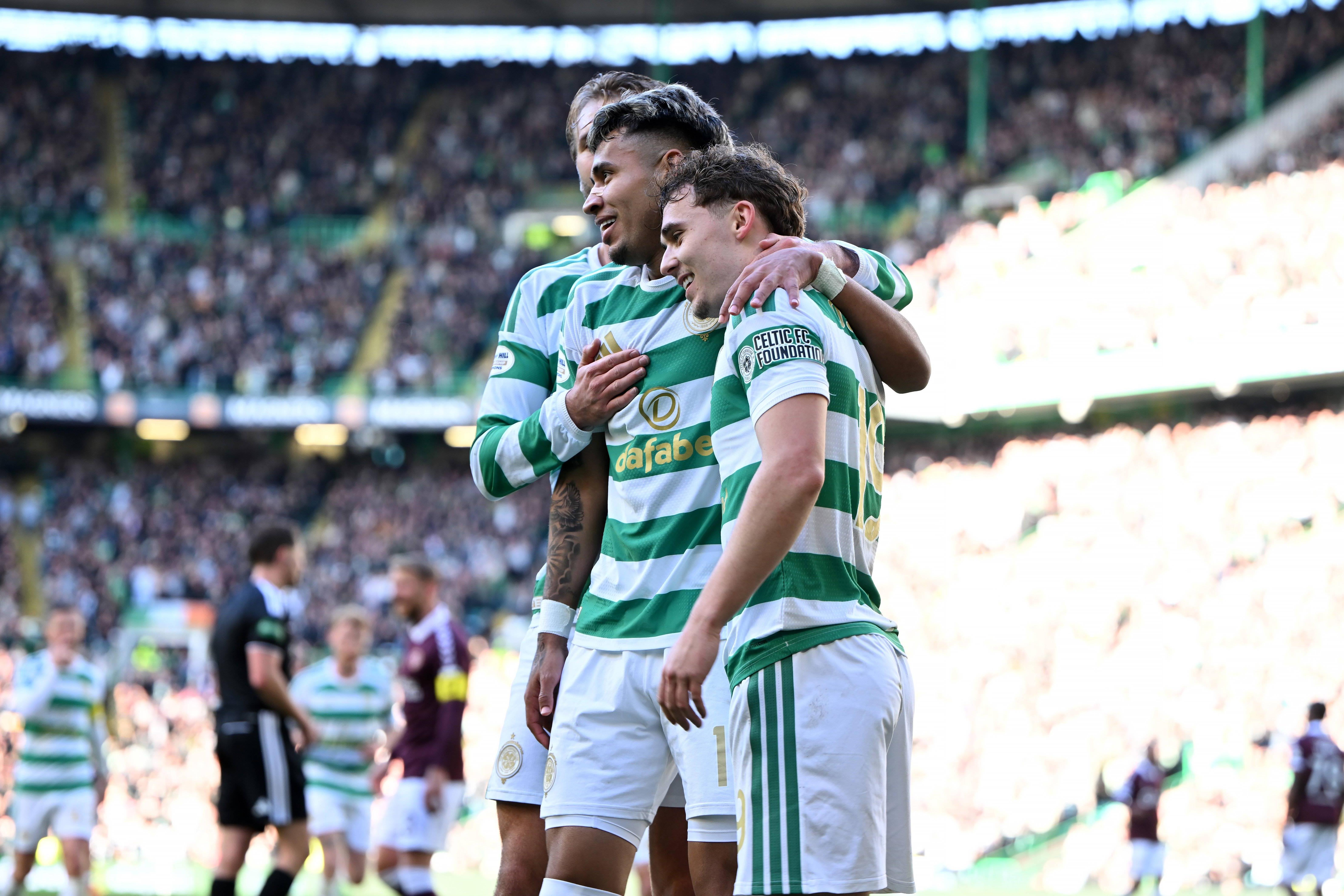 Festejos do Celtic frente ao Hearts
