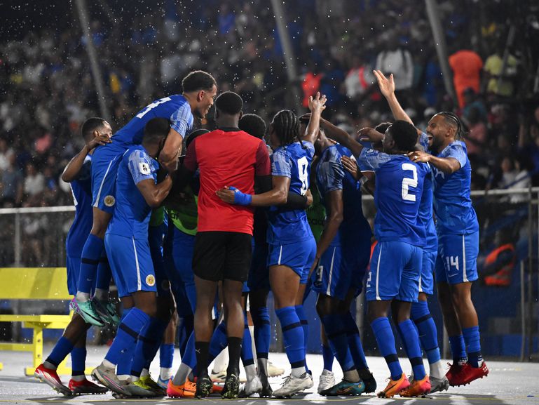 Jogadores do Curaçau a celebrarem mais uma vitória na fase de qualificação para o Mundial