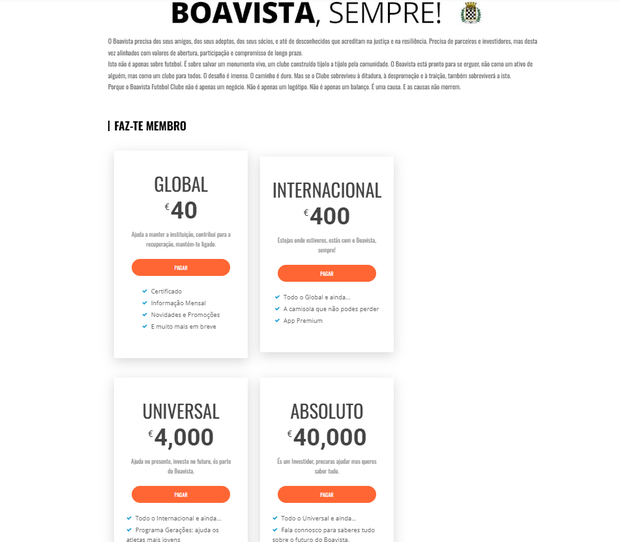 Campanha do Boavista para ajudar a reerguer o clube