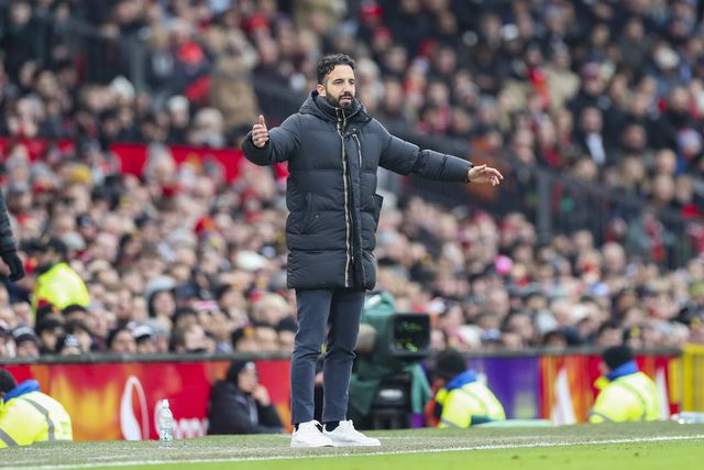 Ruben Amorim irritado durante a derrota do Man. United com o Brighton