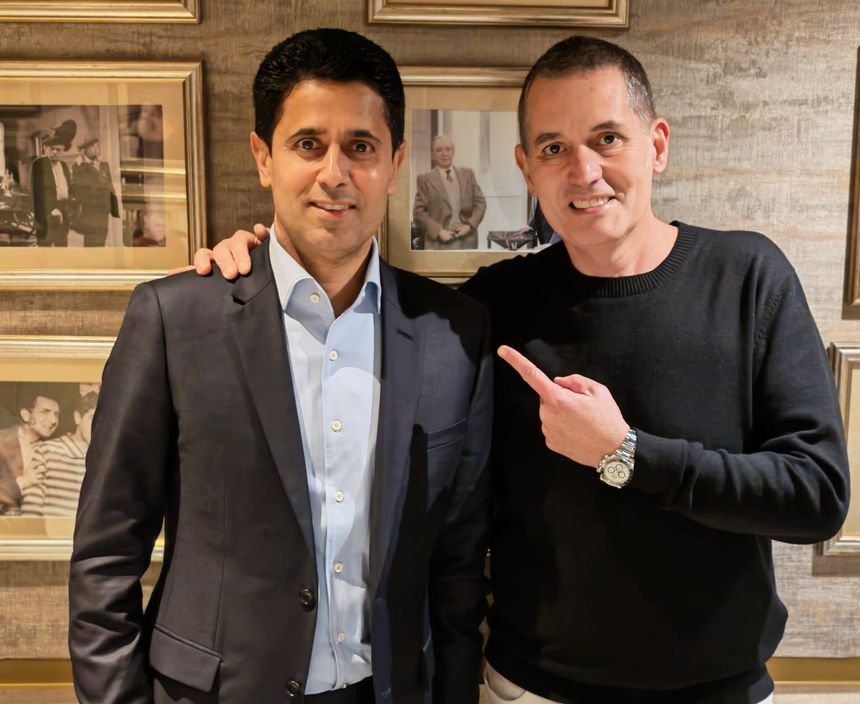 Nasser Al-Khelaifi, presidente do PSG, de visita ao Solar dos Presuntos, em Lisboa - Foto: Solar dos Presuntos/Facebook